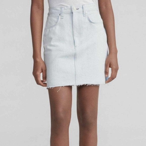 NWT Rag & Bone Moss Raw Hem Denim Mini Skirt in Double Blues - Picture 2 of 5